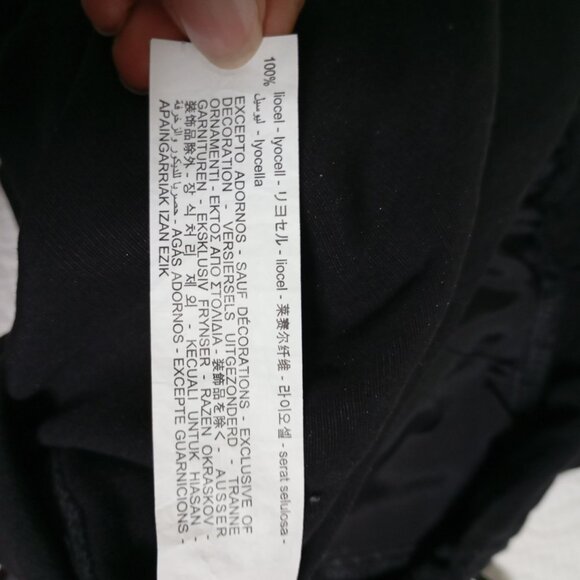 Zara Black Jogger Pants Size L With Side Rhinestone Detailing - Tencel Fabric - Picture 8 of 13